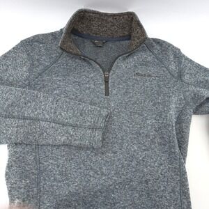 Eddie Bauer Men's Size S Heathered Blue Fleece Quarter Zip Pullover Sweater